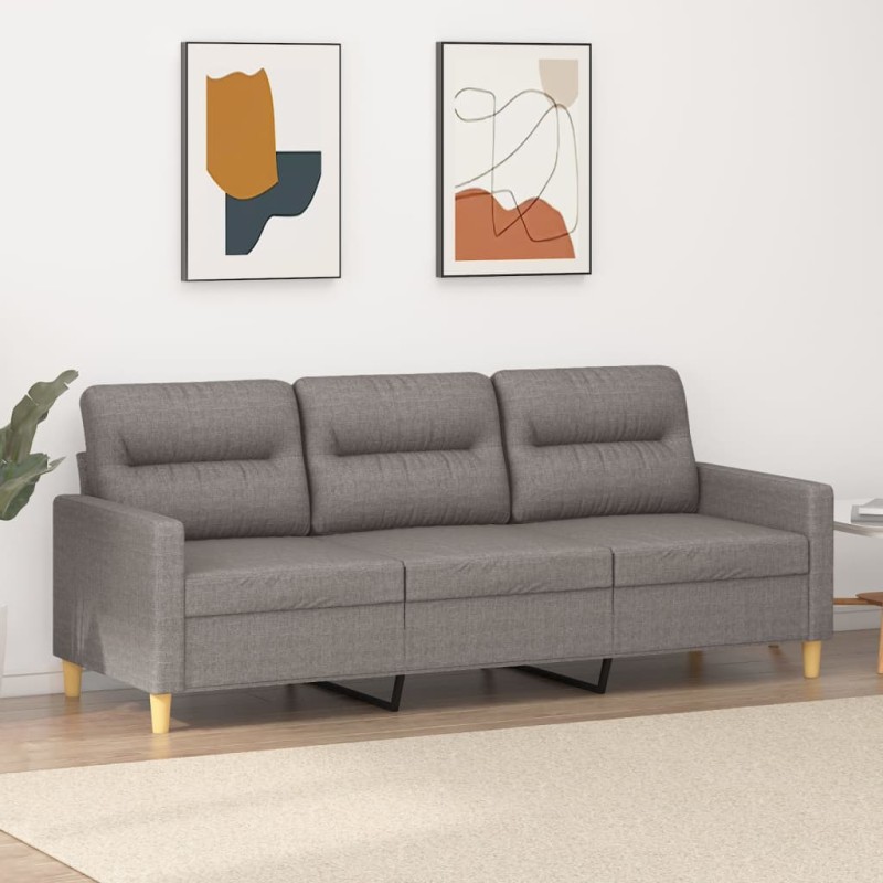 vidaXL Sofá de 3 plazas de tela gris taupe 180 cm vidaXL Sofá de 3 plazas de tela gris taupe 180 cm