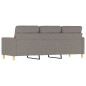 vidaXL Sofá de 3 plazas de tela gris taupe 180 cm vidaXL Sofá de 3 plazas de tela gris taupe 180 cm