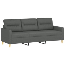 vidaXL Sofá de 3 plazas de tela gris oscuro 180 cm