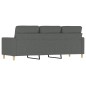 vidaXL Sofá de 3 plazas de tela gris oscuro 180 cm