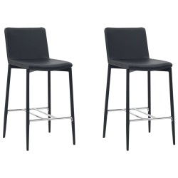 vidaXL Taburetes de cocina 2 unidades cuero sintético negro