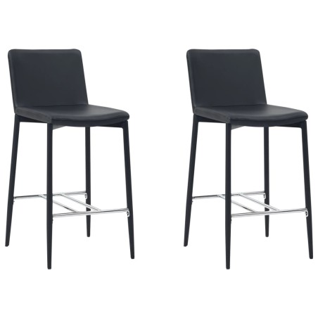 vidaXL Taburetes de cocina 2 unidades cuero sintético negro