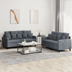 vidaXL Juego de sofás con cojines 2 piezas terciopelo gris oscuro