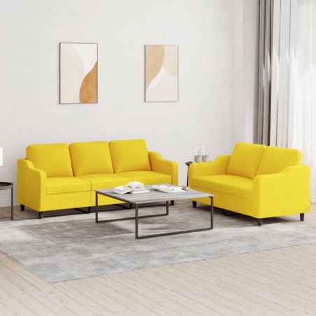 vidaXL Juego de sofás con cojines 2 piezas tela amarillo claro