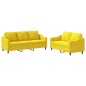 vidaXL Juego de sofás con cojines 2 piezas tela amarillo claro vidaXL Juego de sofás con cojines 2 piezas tela amarillo claro