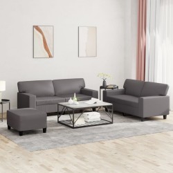 vidaXL Juego de sofás 3 piezas cuero sintético gris
