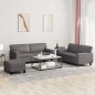 vidaXL Juego de sofás 3 piezas cuero sintético gris vidaXL Juego de sofás 3 piezas cuero sintético gris