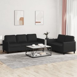 vidaXL Juego de sofás con cojines 2 piezas cuero sintético negro