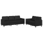 vidaXL Juego de sofás con cojines 2 piezas cuero sintético negro vidaXL Juego de sofás con cojines 2 piezas cuero sintético negro