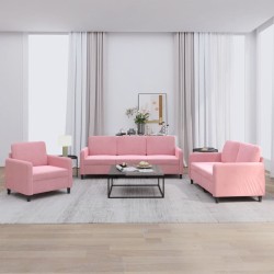 vidaXL Juego de sofás 3 piezas terciopelo rosa