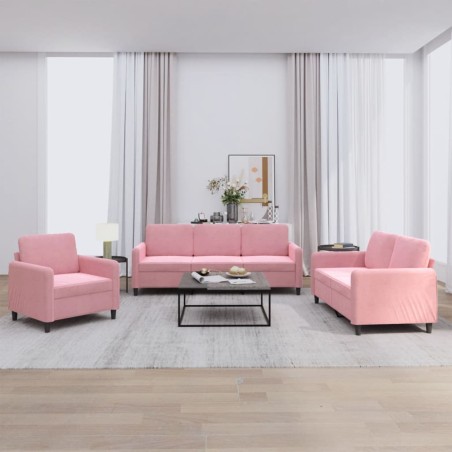 vidaXL Juego de sofás 3 piezas terciopelo rosa