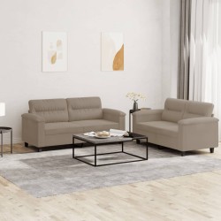 vidaXL Juego de sofás con cojines 2 piezas tela microfibra taupe