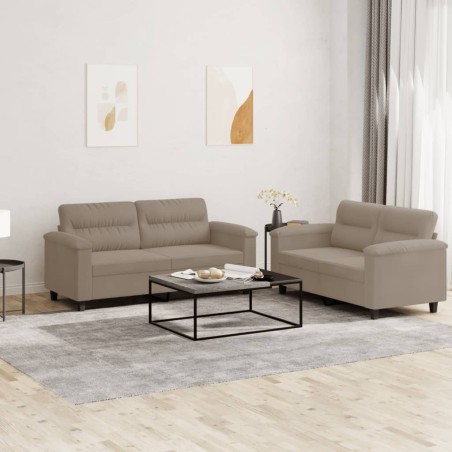 vidaXL Juego de sofás con cojines 2 piezas tela microfibra taupe