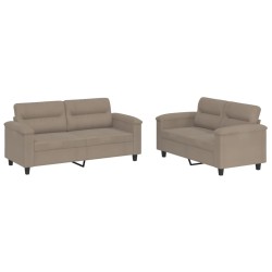 vidaXL Juego de sofás con cojines 2 piezas tela microfibra taupe