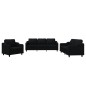 vidaXL Juego de sofás con cojines 3 piezas tela negro vidaXL Juego de sofás con cojines 3 piezas tela negro