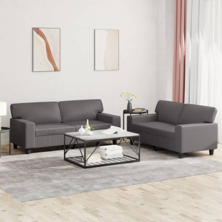 vidaXL Juego de sofás 2 piezas cuero sintético gris