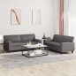 vidaXL Juego de sofás 2 piezas cuero sintético gris vidaXL Juego de sofás 2 piezas cuero sintético gris