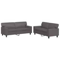 vidaXL Juego de sofás 2 piezas cuero sintético gris