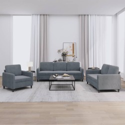 vidaXL Juego de sofás 3 piezas terciopelo gris oscuro
