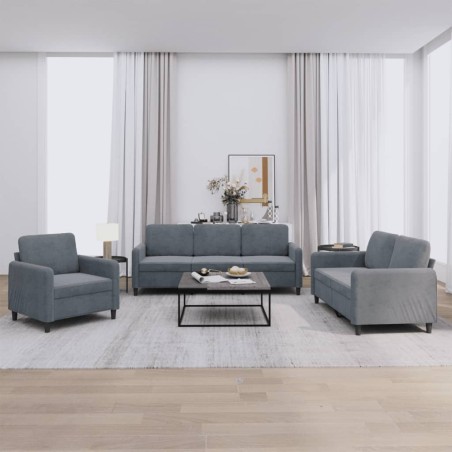 vidaXL Juego de sofás 3 piezas terciopelo gris oscuro