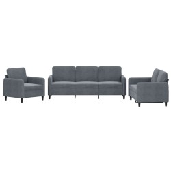 vidaXL Juego de sofás 3 piezas terciopelo gris oscuro