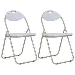 vidaXL Sillas de comedor plegables 2 unidades cuero sintético blanco