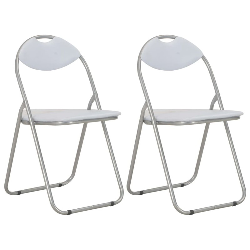 vidaXL Sillas de comedor plegables 2 unidades cuero sintético blanco vidaXL Sillas de comedor plegables 2 unidades cuero sintético blanco