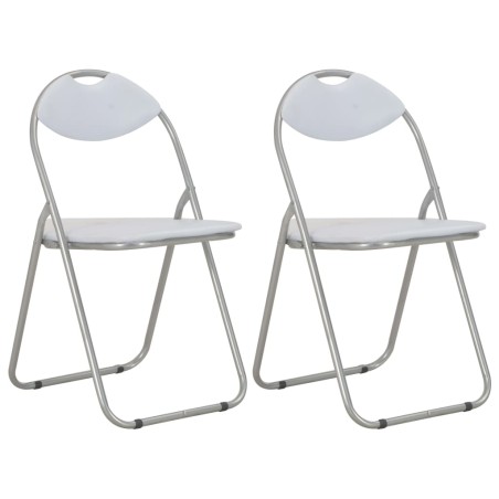 vidaXL Sillas de comedor plegables 2 unidades cuero sintético blanco