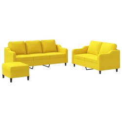 vidaXL Juego de sofás con cojines 3 piezas tela amarillo claro