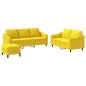 vidaXL Juego de sofás con cojines 3 piezas tela amarillo claro vidaXL Juego de sofás con cojines 3 piezas tela amarillo claro