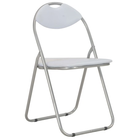 vidaXL Sillas de comedor plegables 2 unidades cuero sintético blanco