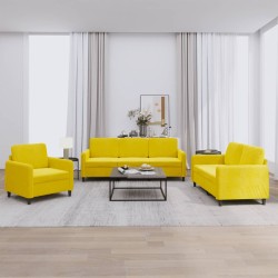 vidaXL Juego de sofás 3 piezas terciopelo amarillo