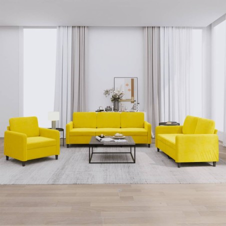 vidaXL Juego de sofás 3 piezas terciopelo amarillo