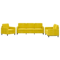 vidaXL Juego de sofás 3 piezas terciopelo amarillo