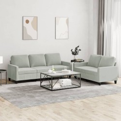 vidaXL Juego de sofás con cojines 2 piezas terciopelo gris claro