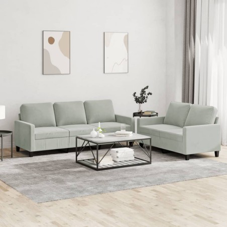 vidaXL Juego de sofás con cojines 2 piezas terciopelo gris claro