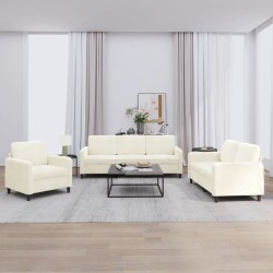 vidaXL Juego de sofás 3 piezas terciopelo crema