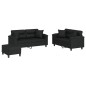 vidaXL Juego de sofás con cojines 3 piezas cuero sintético negro vidaXL Juego de sofás con cojines 3 piezas cuero sintético negro