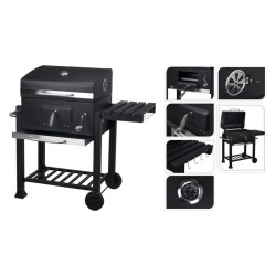 ProGarden Barbacoa con ruedas mediana negro