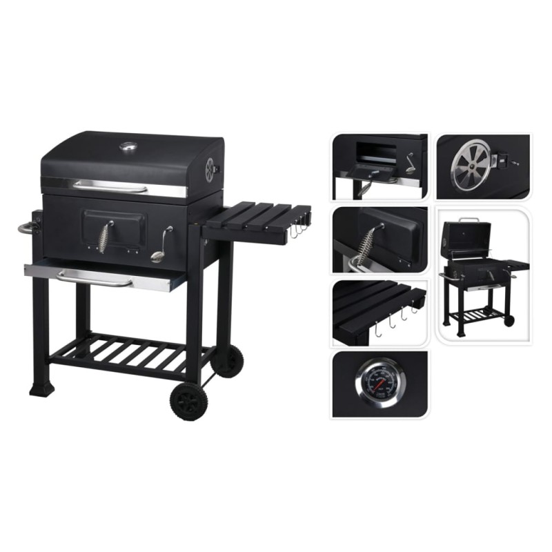ProGarden Barbacoa con ruedas mediana negro