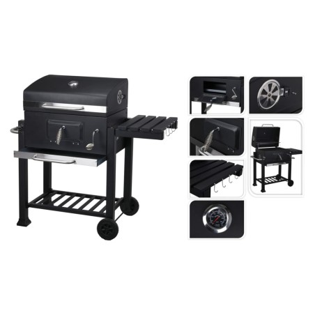 ProGarden Barbacoa con ruedas mediana negro