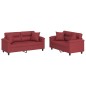 vidaXL Juego de sofás con cojines 2 piezas cuero sintético rojo tinto vidaXL Juego de sofás con cojines 2 piezas cuero sintético rojo tinto