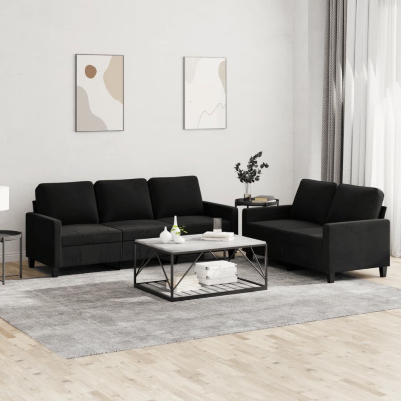 vidaXL Juego de sofás con cojines 2 piezas terciopelo negro vidaXL Juego de sofás con cojines 2 piezas terciopelo negro