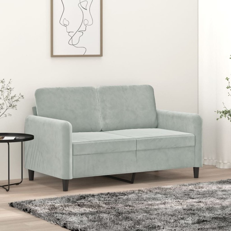 vidaXL Sofá de 2 plazas de terciopelo gris claro 120 cm vidaXL Sofá de 2 plazas de terciopelo gris claro 120 cm