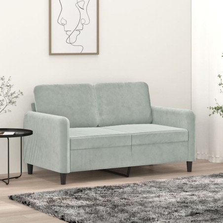 vidaXL Sofá de 2 plazas de terciopelo gris claro 120 cm