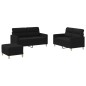 vidaXL Juego de sofás con cojines 3 piezas tela negro vidaXL Juego de sofás con cojines 3 piezas tela negro