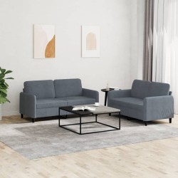 vidaXL Juego de sofás 2 piezas terciopelo gris oscuro