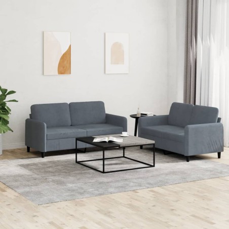 vidaXL Juego de sofás 2 piezas terciopelo gris oscuro