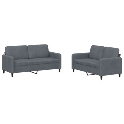 vidaXL Juego de sofás 2 piezas terciopelo gris oscuro