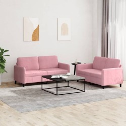 vidaXL Juego de sofás 2 piezas terciopelo rosa